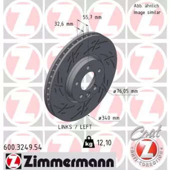 Disque de frein arrière gauche ZIMMERMANN 600.3249.54
