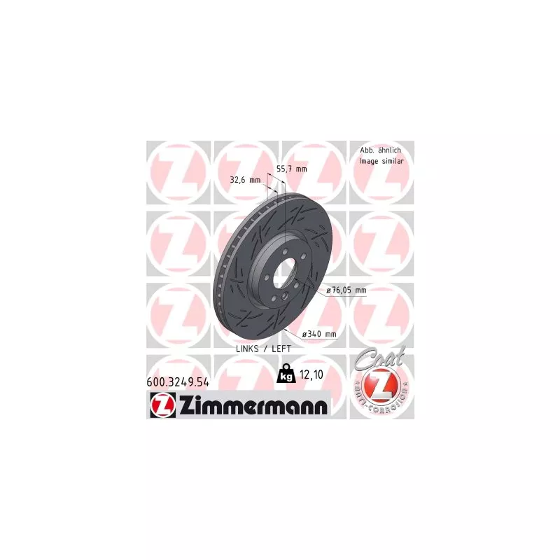 Disque de frein arrière gauche ZIMMERMANN 600.3249.54
