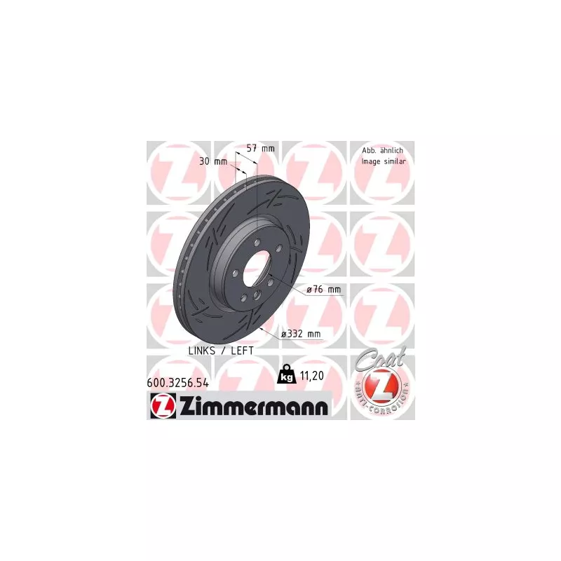 Disque de frein arrière gauche ZIMMERMANN 600.3256.54