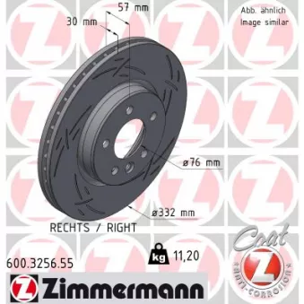 Disque de frein arrière droit ZIMMERMANN 600.3256.55