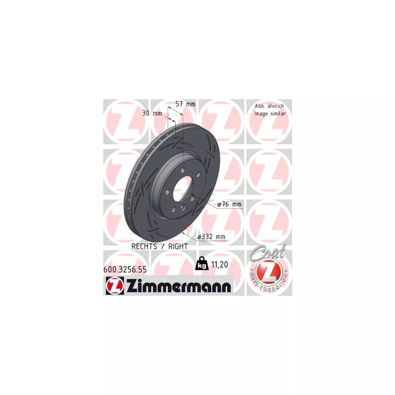 Disque de frein arrière droit ZIMMERMANN 600.3256.55