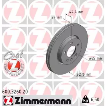 Jeu de 2 disques de frein avant ZIMMERMANN 600.3260.20
