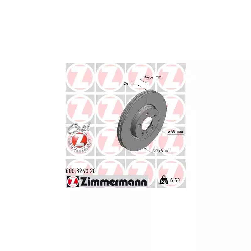 Jeu de 2 disques de frein avant ZIMMERMANN 600.3260.20