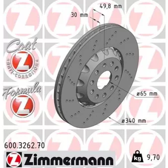 Jeu de 2 disques de frein avant ZIMMERMANN 600.3262.70