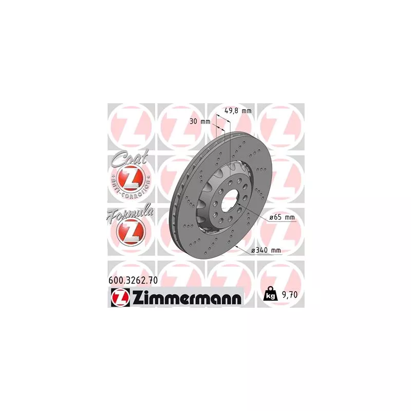 Jeu de 2 disques de frein avant ZIMMERMANN 600.3262.70