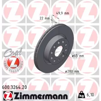 Jeu de 2 disques de frein avant ZIMMERMANN 600.3264.20