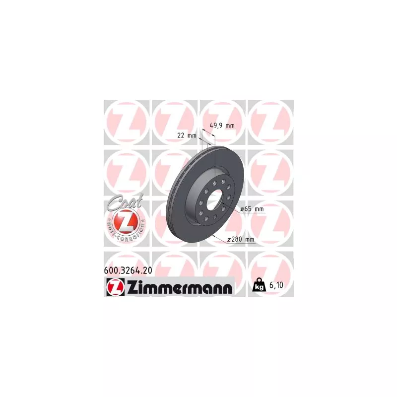 Jeu de 2 disques de frein avant ZIMMERMANN 600.3264.20