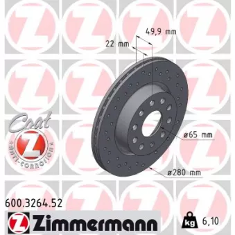 Jeu de 2 disques de frein avant ZIMMERMANN 600.3264.52