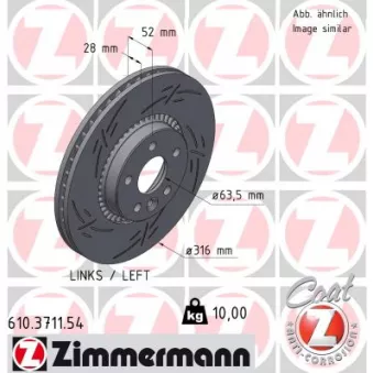 Disque de frein arrière gauche ZIMMERMANN 610.3711.54