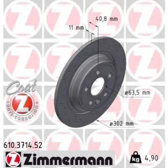 Jeu de 2 disques de frein arrière ZIMMERMANN 610.3714.52