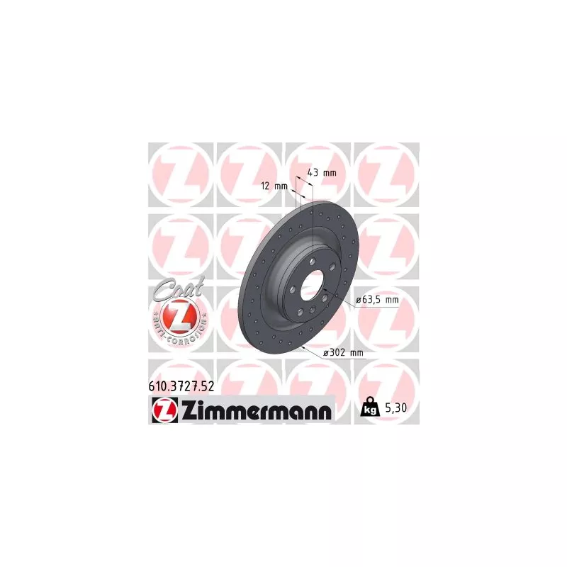 Jeu de 2 disques de frein arrière ZIMMERMANN 610.3727.52