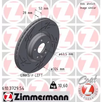Disque de frein arrière gauche ZIMMERMANN 610.3729.54