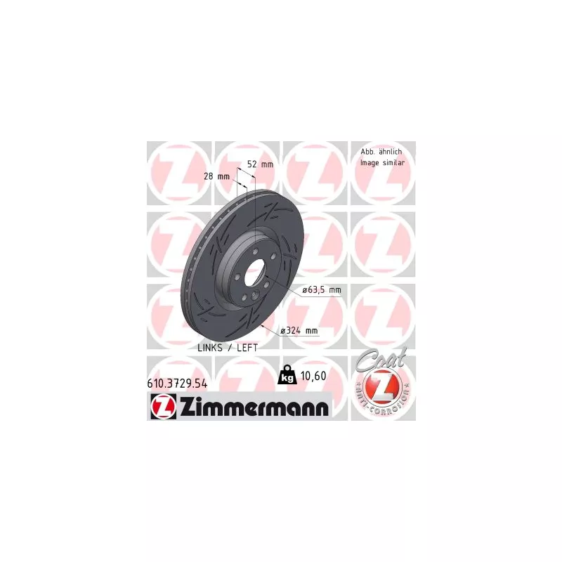 Disque de frein arrière gauche ZIMMERMANN 610.3729.54
