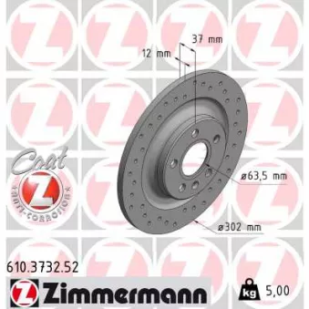 Jeu de 2 disques de frein arrière ZIMMERMANN 610.3732.52