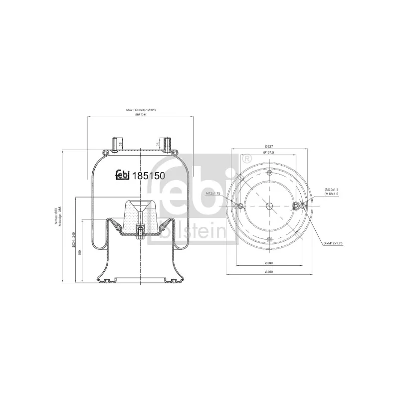Ressort pneumatique, suspension pneumatique FEBI BILSTEIN 185150
