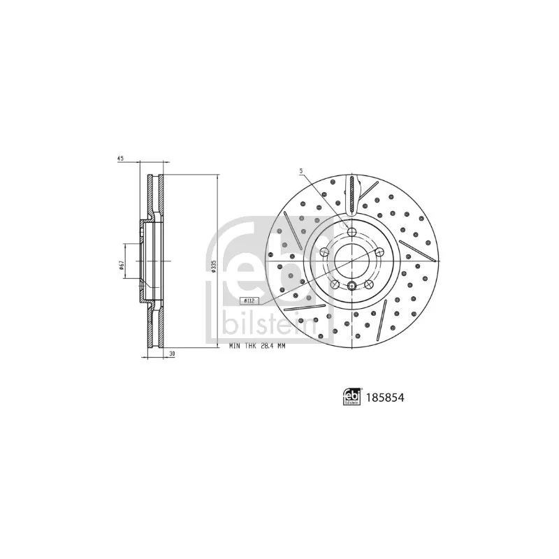 Jeu de 2 disques de frein avant FEBI BILSTEIN 185854