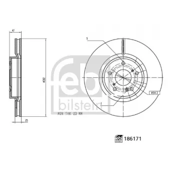 Jeu de 2 disques de frein avant FEBI BILSTEIN 186171
