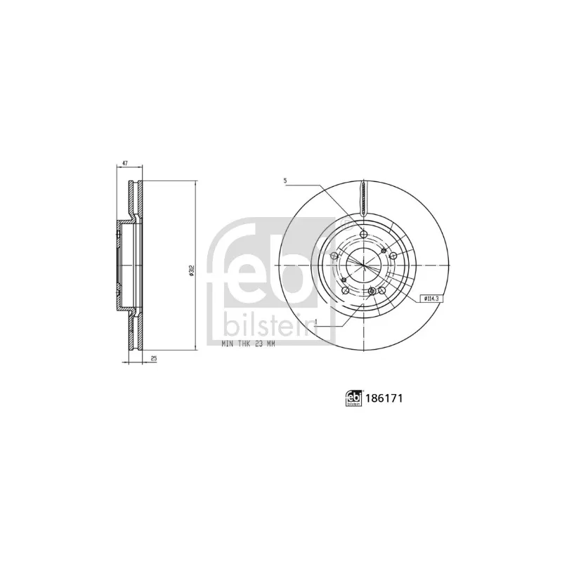 Jeu de 2 disques de frein avant FEBI BILSTEIN 186171