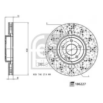 Jeu de 2 disques de frein avant FEBI BILSTEIN 186227