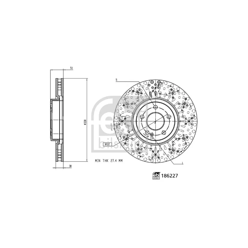 Jeu de 2 disques de frein avant FEBI BILSTEIN 186227
