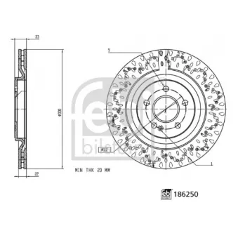 Jeu de 2 disques de frein arrière FEBI BILSTEIN 186250