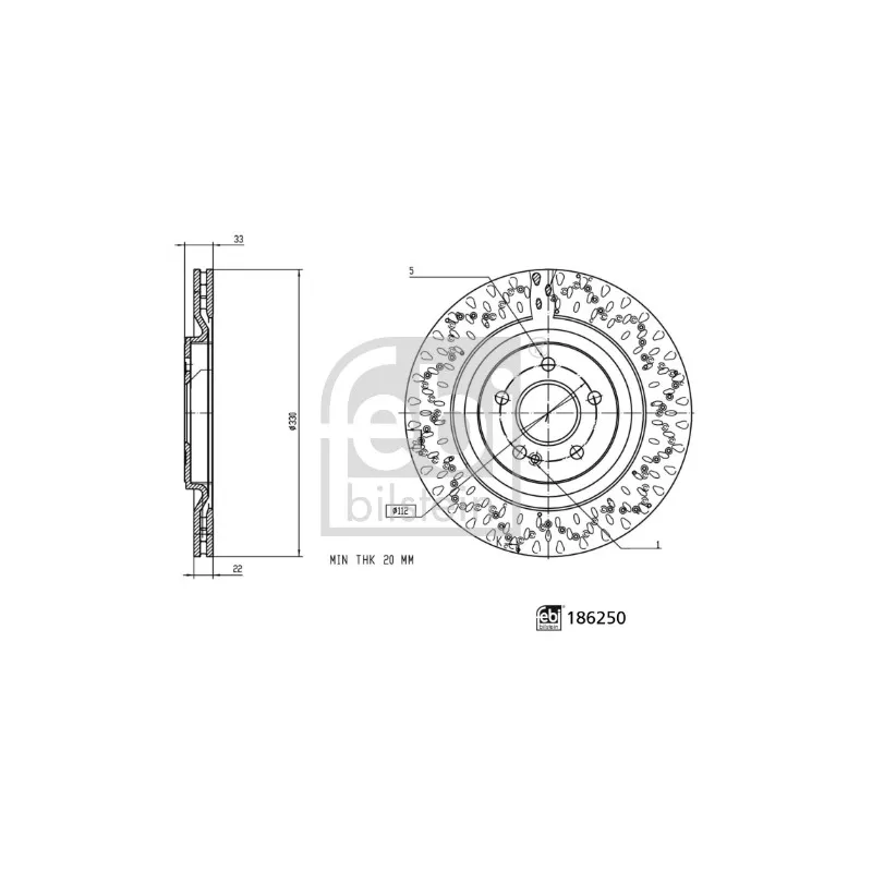 Jeu de 2 disques de frein arrière FEBI BILSTEIN 186250
