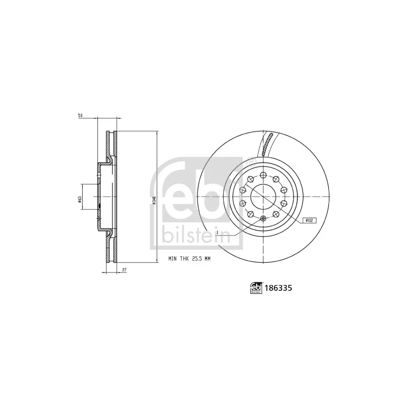 Jeu de 2 disques de frein avant FEBI BILSTEIN 186335