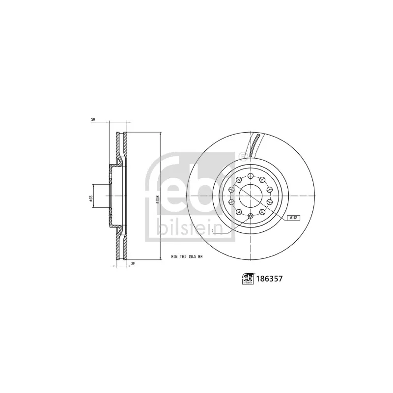 Jeu de 2 disques de frein avant FEBI BILSTEIN 186357