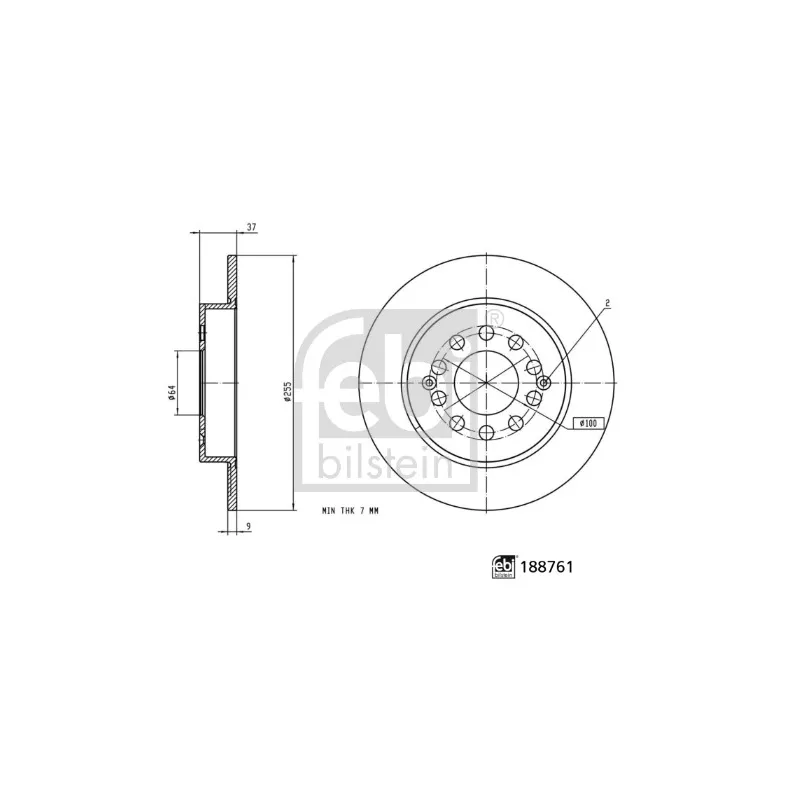 Jeu de 2 disques de frein arrière FEBI BILSTEIN 188761
