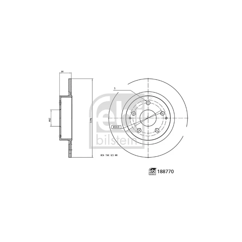 Jeu de 2 disques de frein arrière FEBI BILSTEIN 188770