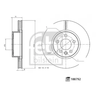 Jeu de 2 disques de frein avant FEBI BILSTEIN 188792