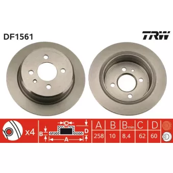 Jeu de 2 disques de frein arrière TRW DF1561