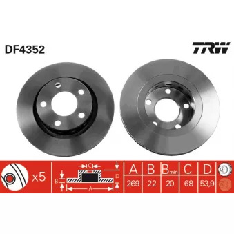 Jeu de 2 disques de frein arrière TRW