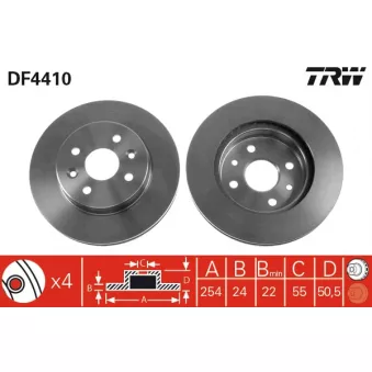 Jeu de 2 disques de frein avant TRW DF4410