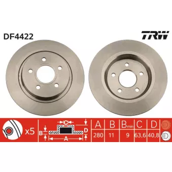 Jeu de 2 disques de frein arrière TRW