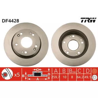 Jeu de 2 disques de frein arrière TRW DF4428