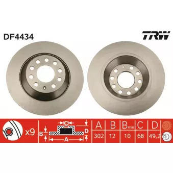 Jeu de 2 disques de frein arrière TRW DF4434