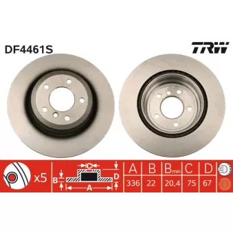 Jeu de 2 disques de frein arrière TRW DF4461S