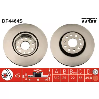 Jeu de 2 disques de frein avant TRW DF4464S