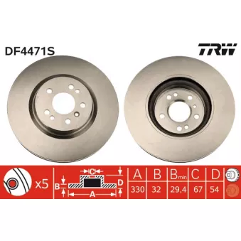 Jeu de 2 disques de frein avant TRW DF4471S