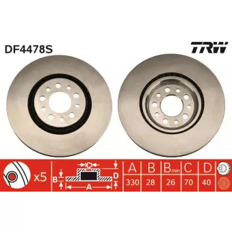 Jeu de 2 disques de frein avant TRW DF4478S