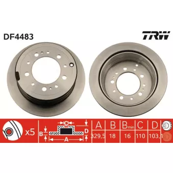 Jeu de 2 disques de frein arrière TRW DF4483
