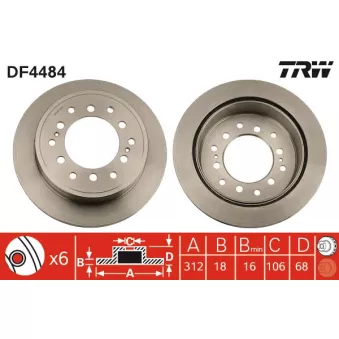 Jeu de 2 disques de frein arrière TRW DF4484