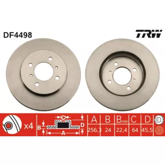 Jeu de 2 disques de frein avant TRW DF4498