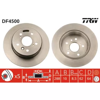Jeu de 2 disques de frein arrière TRW DF4500