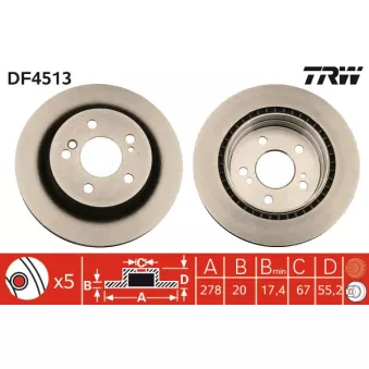 Jeu de 2 disques de frein arrière TRW