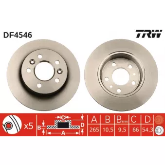 Jeu de 2 disques de frein arrière TRW DF4546