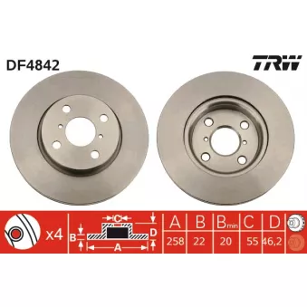 Jeu de 2 disques de frein avant TRW DF4842