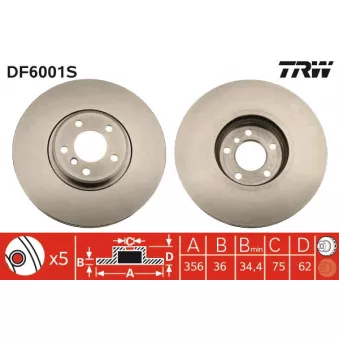 Jeu de 2 disques de frein avant TRW DF6001S