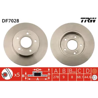 Jeu de 2 disques de frein arrière TRW DF7028